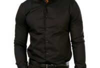 Mens dress shirt black buttons