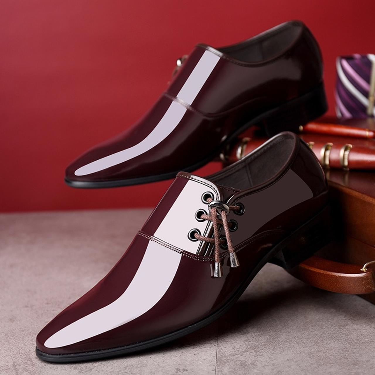 Patent leather dress shoes for men